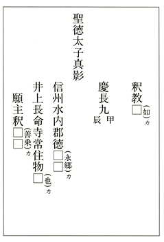 聖徳太子真影 裏書き